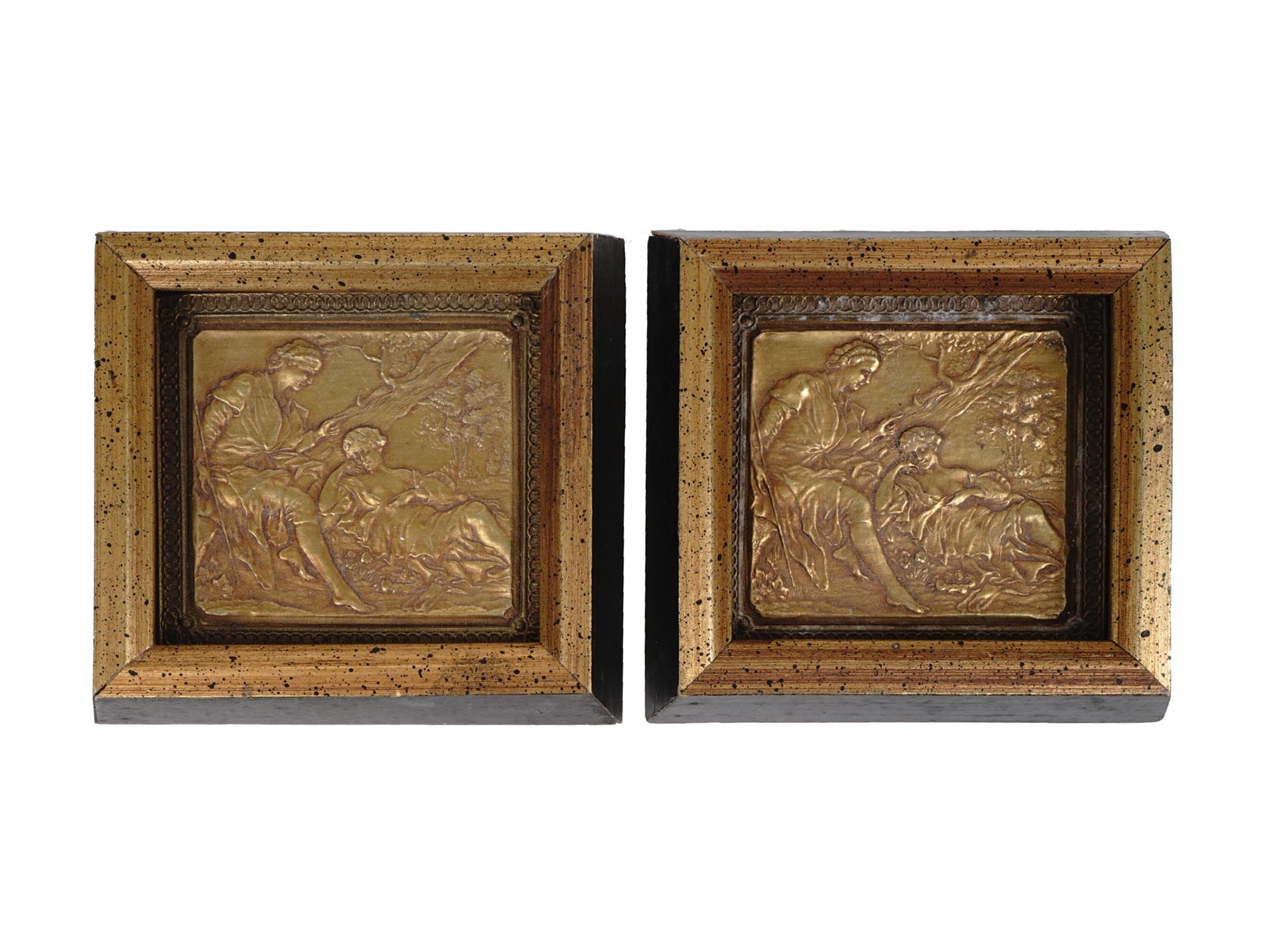 NEOCLASSICAL HAND CARVED GILT RELIEF WALL PLAQUES PIC-2